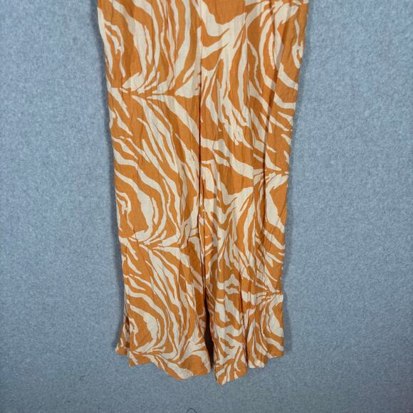Jessica Simpson Jumpsuit Small Orange Cream Animal Zebra Wide Leg Crop Resort* - Picture 3 of 9
